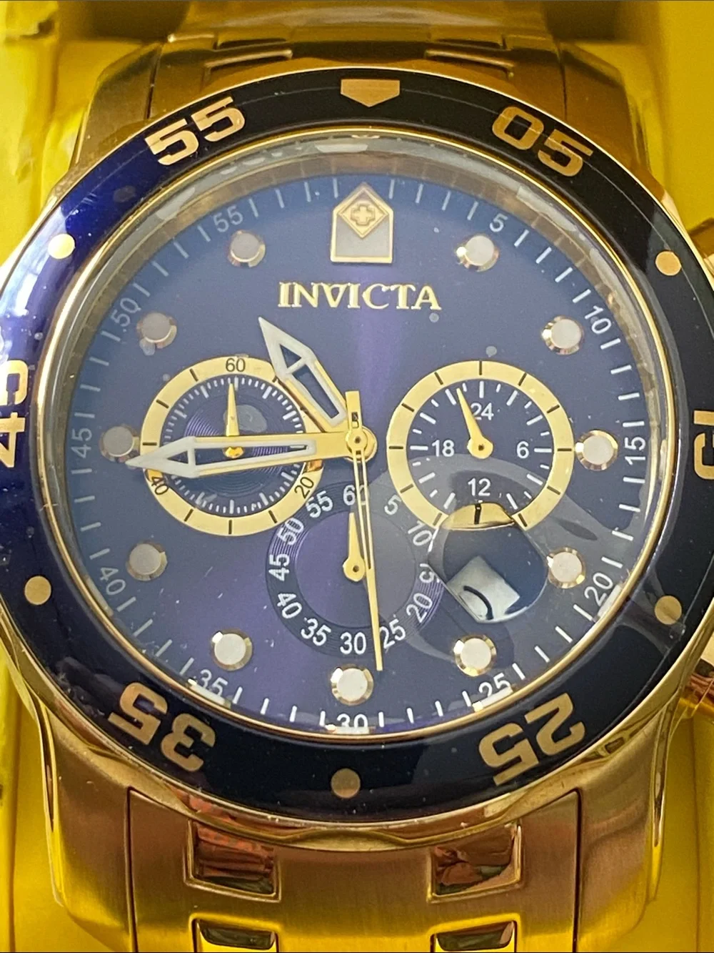 Invicta Gold and Blue Pro Diver Men’s Watch.  48mm, 200m water Resistant.